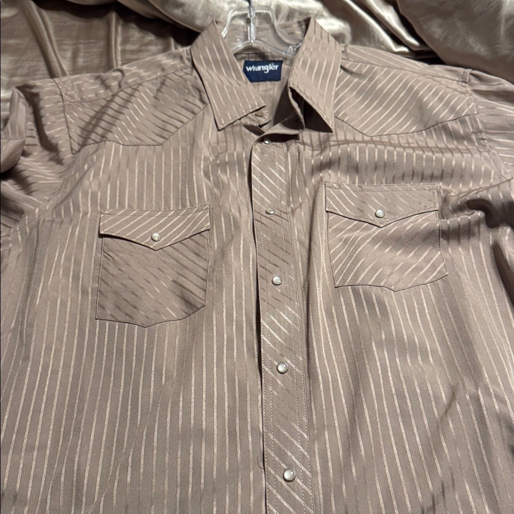 Wrangler Tan Striped Western Shirt